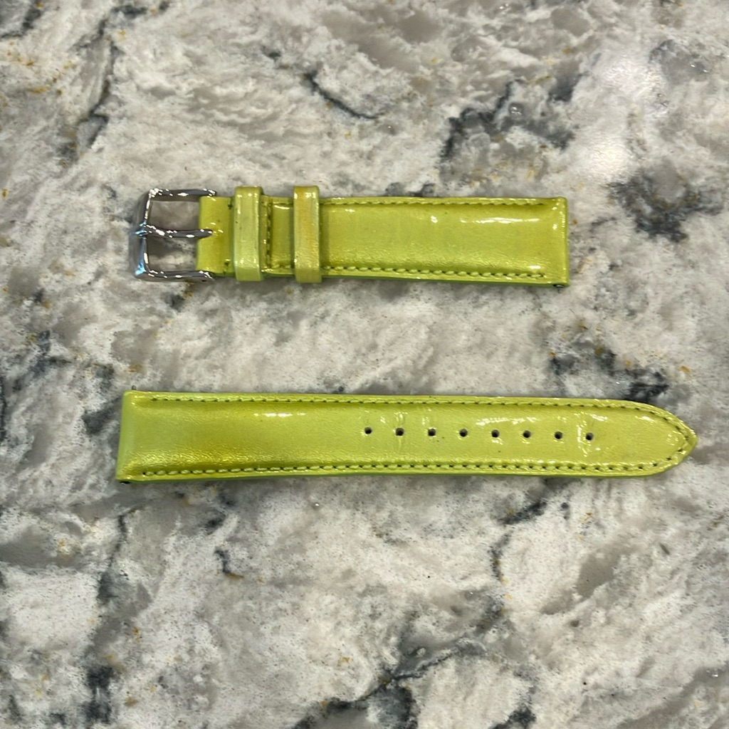 Michelle Watch Lime Green Patent Leather Watch Band Size 18 New Condition